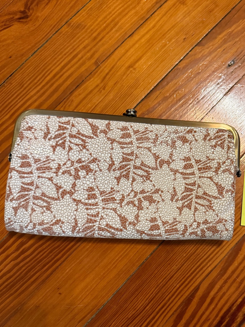 HOBO White and Brown Floral Frame Clutch